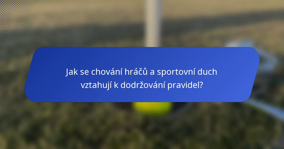 Jak se chování hráčů a sportovní duch vztahují k dodržování pravidel?