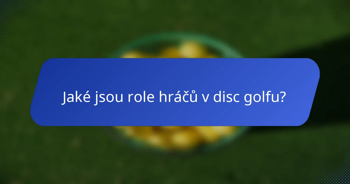 Jaké jsou role hráčů v disc golfu?