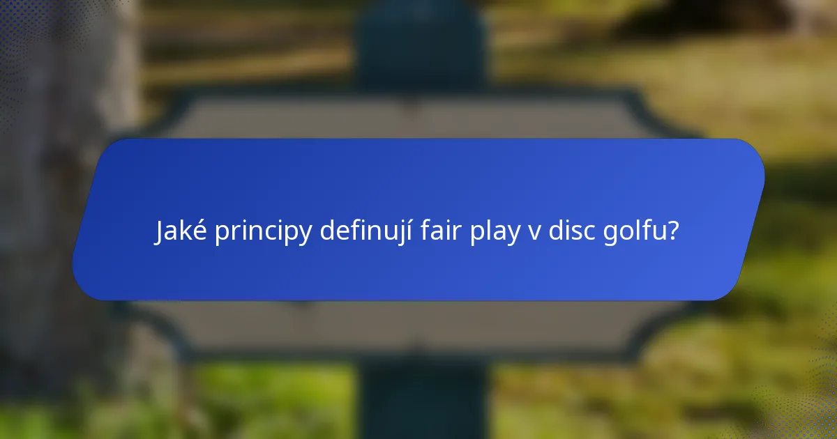 Jaké principy definují fair play v disc golfu?